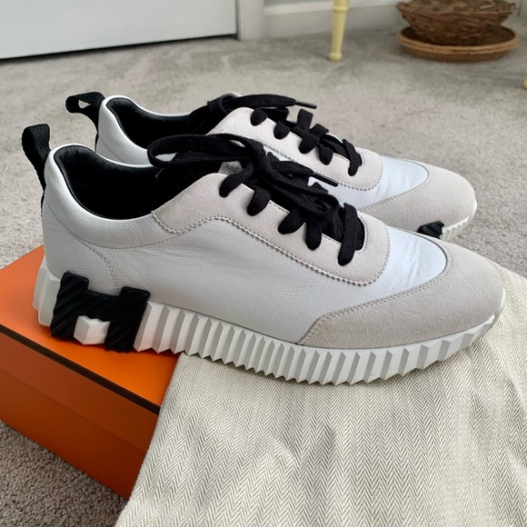 Hermes Blanc/Noir Bouncing Sneakers Size 39 Box Dust Bags - Picture 3 of 9